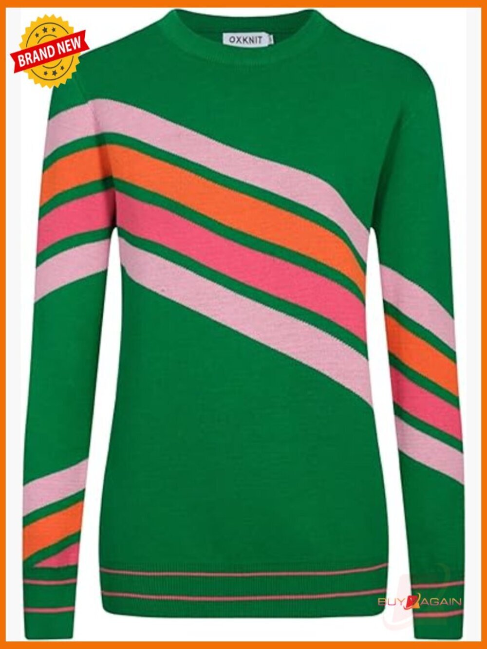 Vintage Striped Knit Long Sleeve Tee Crewneck Pullover Retro Cotton Top